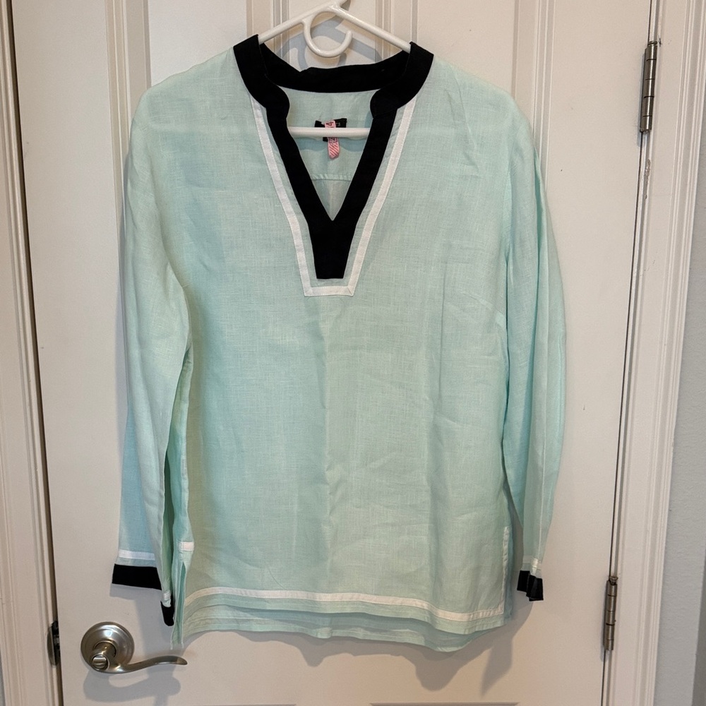 Talbots Mint Green Tunic with Black Trim